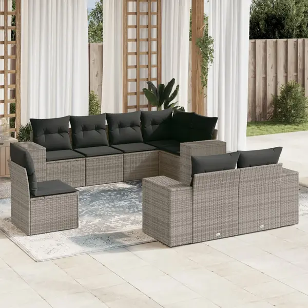 Gossi set canapele de gradina cu perne, 8 piese, gri, poliratan