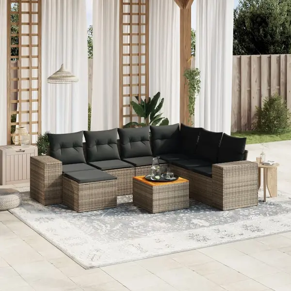 Gossi set canapele de gradina cu perne, 8 piese, gri, poliratan