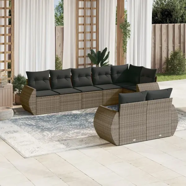 Gossi set canapele de gradina cu perne, 8 piese, gri, poliratan