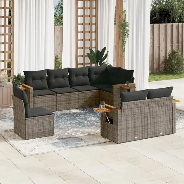 Gossi set canapele de gradina cu perne, 8 piese, gri, poliratan