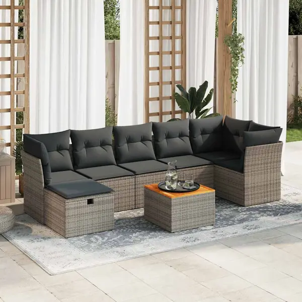 Gossi set canapele de gradina cu perne, 8 piese, gri, poliratan