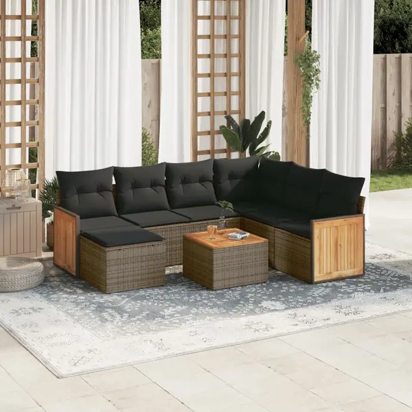 Gossi set canapele de gradina cu perne, 8 piese, gri, poliratan