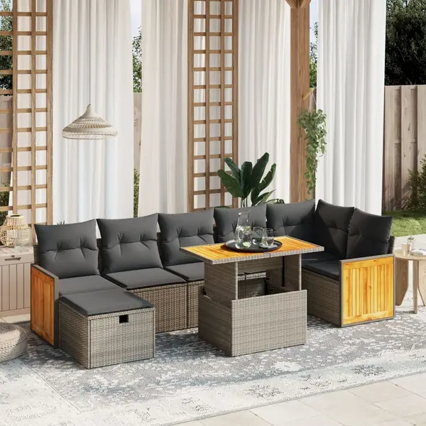 Gossi set canapele de gradina cu perne, 8 piese, gri, poliratan