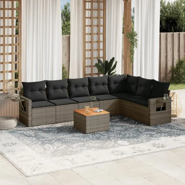 Gossi set canapele de gradina cu perne, 8 piese, gri, poliratan