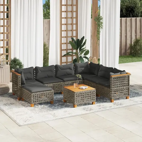 Gossi set canapele de gradina cu perne, 8 piese, gri, poliratan