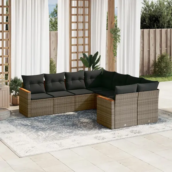 Gossi set canapele de gradina cu perne, 8 piese, gri, poliratan