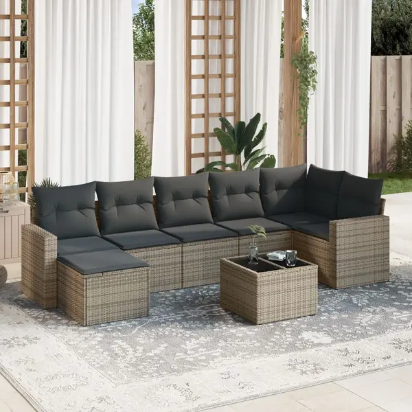 Gossi set canapele de gradina cu perne, 8 piese, gri, poliratan