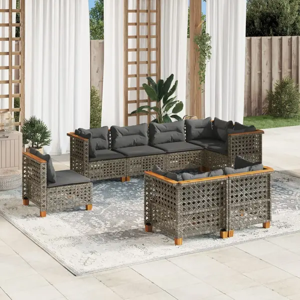 Gossi set canapele de gradina cu perne, 8 piese, gri, poliratan