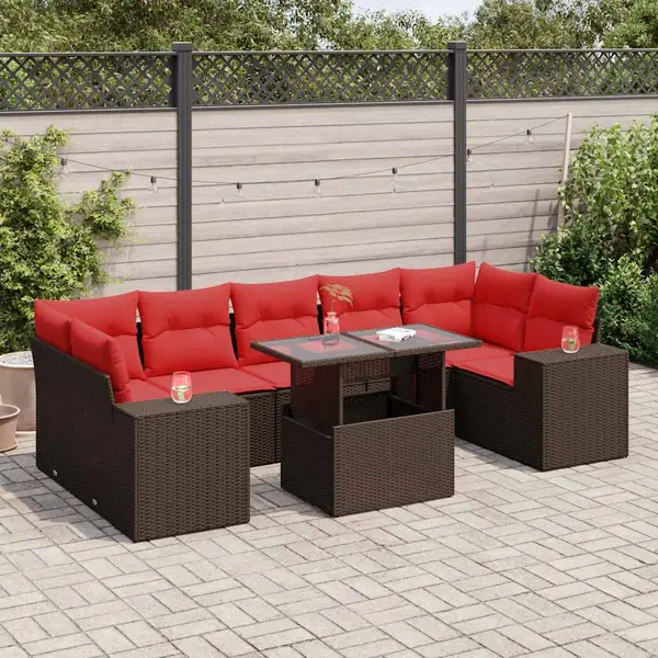 Gossi set canapele de gradina cu perne, 8 piese, maro, poliratan