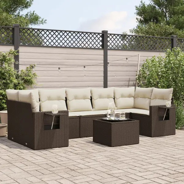 Gossi set canapele de gradina cu perne, 8 piese, maro, poliratan