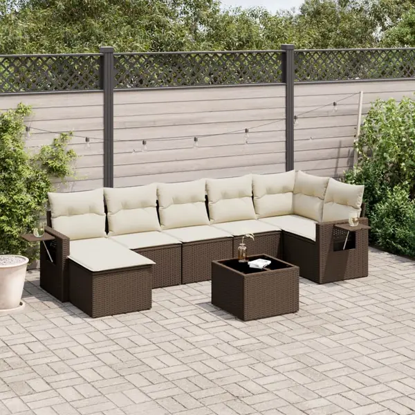 Gossi set canapele de gradina cu perne, 8 piese, maro, poliratan