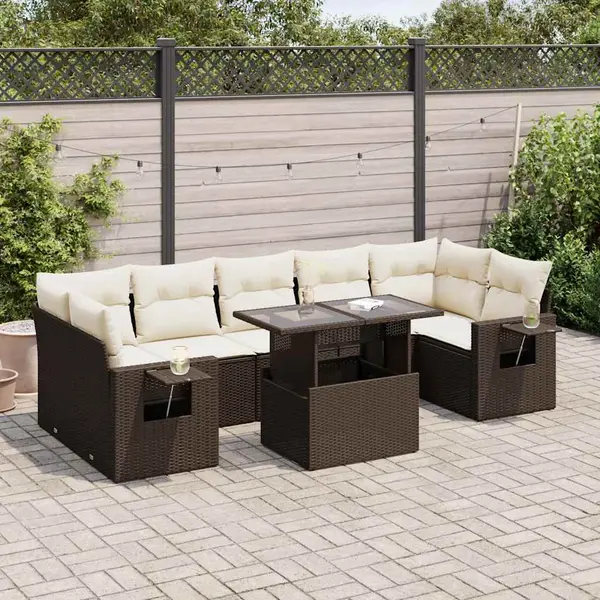 Gossi set canapele de gradina cu perne, 8 piese, maro, poliratan
