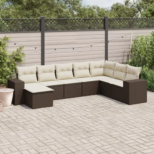 Gossi set canapele de gradina cu perne, 8 piese, maro, poliratan