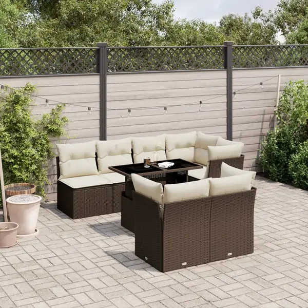 Gossi set canapele de gradina cu perne, 8 piese, maro, poliratan