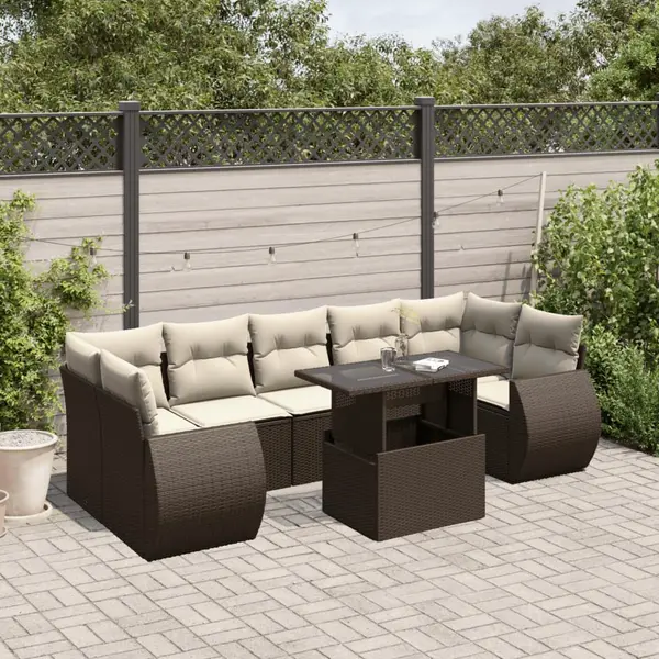 Gossi set canapele de gradina cu perne, 8 piese, maro, poliratan