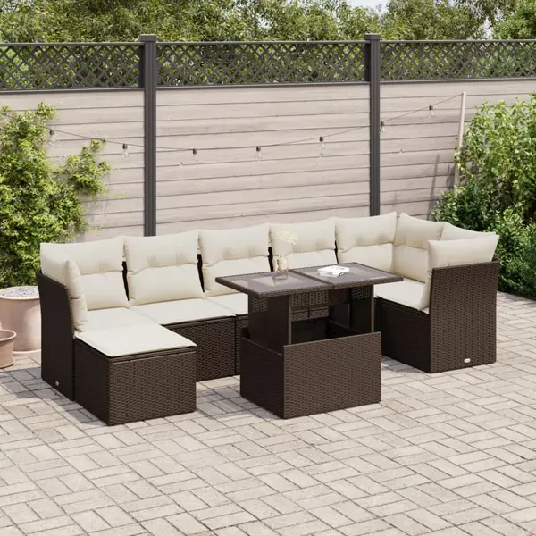 Gossi set canapele de gradina cu perne, 8 piese, maro, poliratan