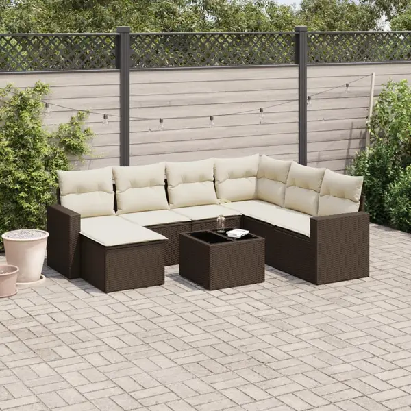 Gossi set canapele de gradina cu perne, 8 piese, maro, poliratan