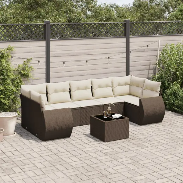 Gossi set canapele de gradina cu perne, 8 piese, maro, poliratan