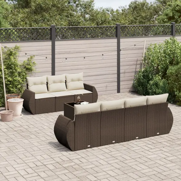 Gossi set canapele de gradina cu perne, 8 piese, maro, poliratan
