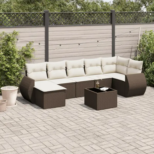 Gossi set canapele de gradina cu perne, 8 piese, maro, poliratan