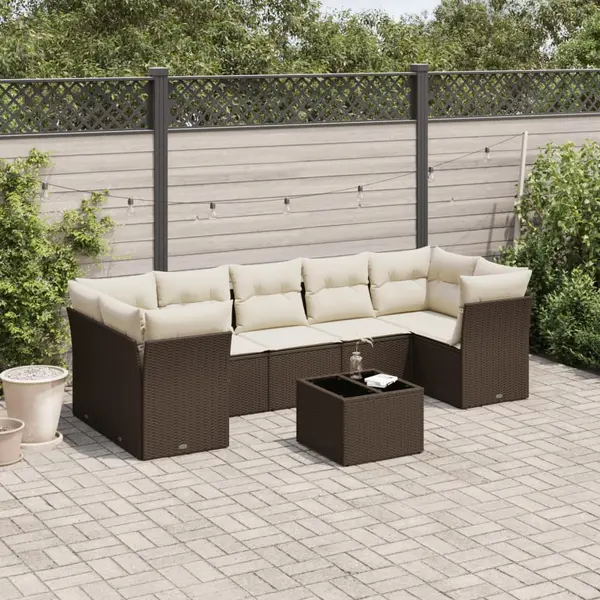 Gossi set canapele de gradina cu perne, 8 piese, maro, poliratan