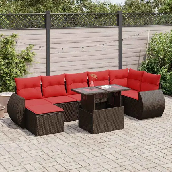 Gossi set canapele de gradina cu perne, 8 piese, maro, poliratan