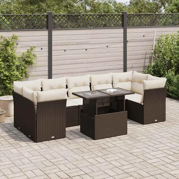 Gossi set canapele de gradina cu perne, 8 piese, maro, poliratan