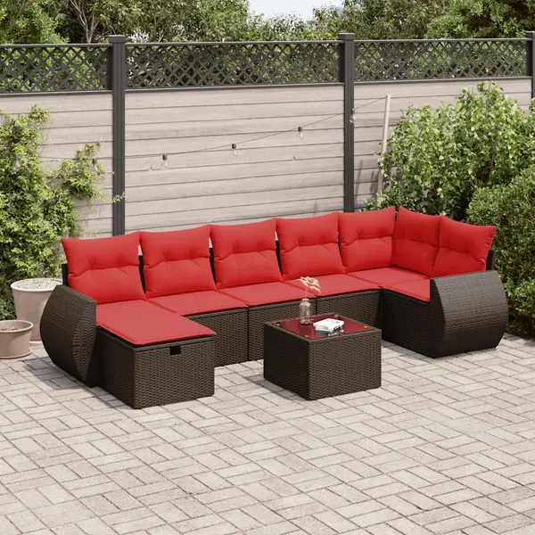 Gossi set canapele de gradina cu perne, 8 piese, maro, poliratan