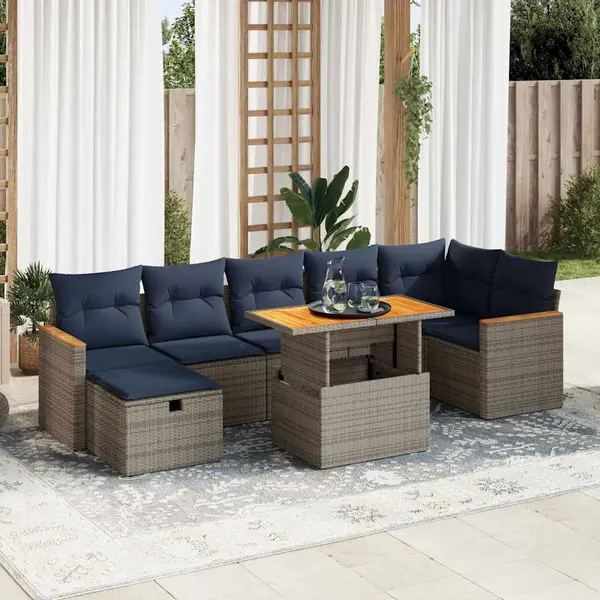 Gossi set canapele de gradina cu perne, 8 piese, maro, poliratan