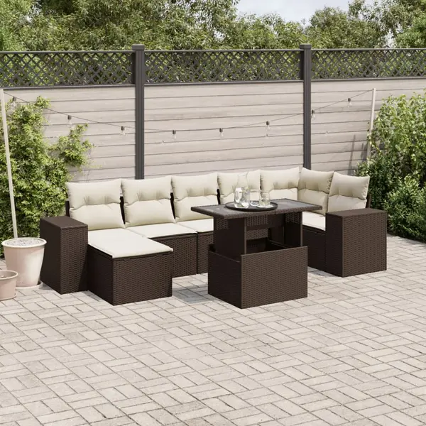 Gossi set canapele de gradina cu perne, 8 piese, maro, poliratan