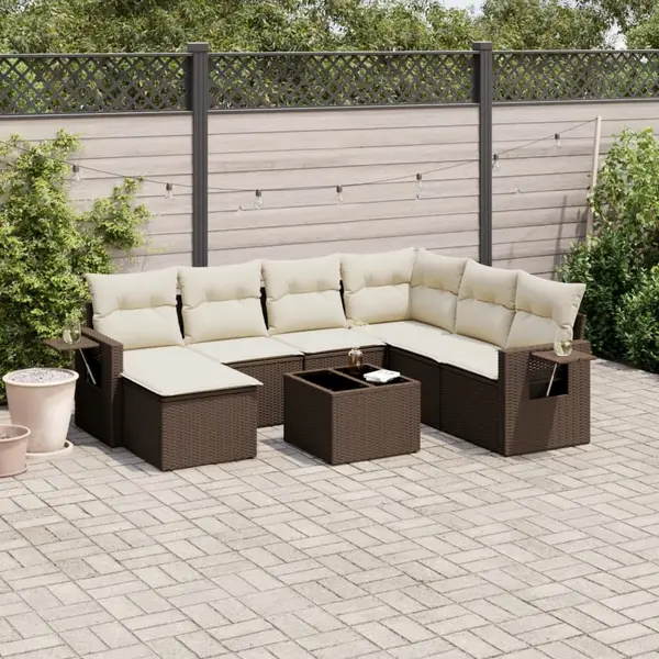 Gossi set canapele de gradina cu perne, 8 piese, maro, poliratan