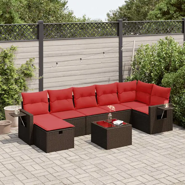 Gossi set canapele de gradina cu perne, 8 piese, maro, poliratan