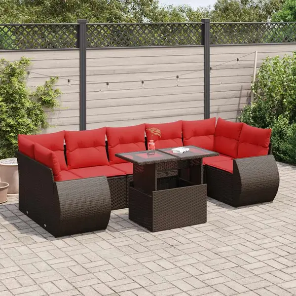 Gossi set canapele de gradina cu perne, 8 piese, maro, poliratan
