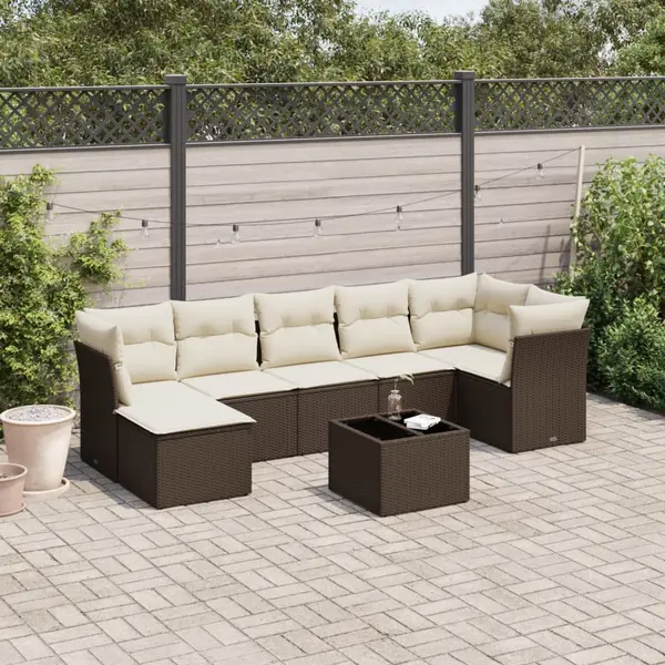 Gossi set canapele de gradina cu perne, 8 piese, maro, poliratan