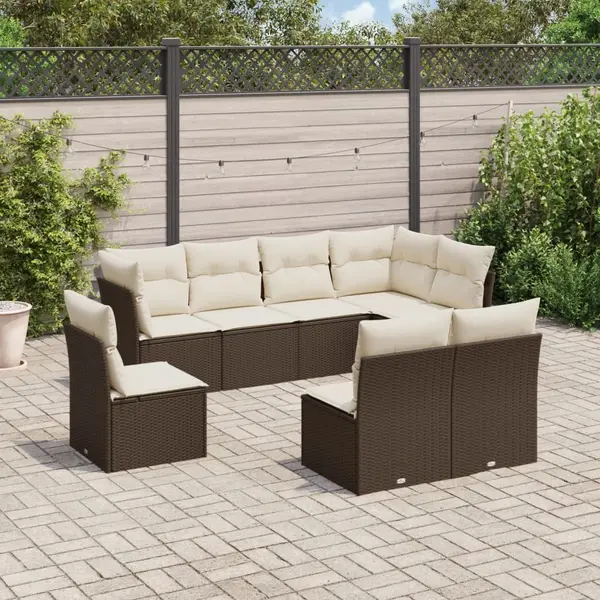 Gossi set canapele de gradina cu perne, 8 piese, maro, poliratan