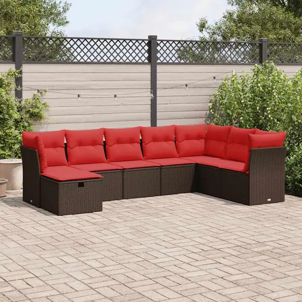 Gossi set canapele de gradina cu perne, 8 piese, maro, poliratan