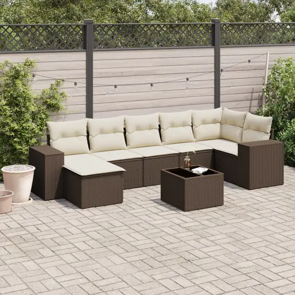 Gossi set canapele de gradina cu perne, 8 piese, maro, poliratan