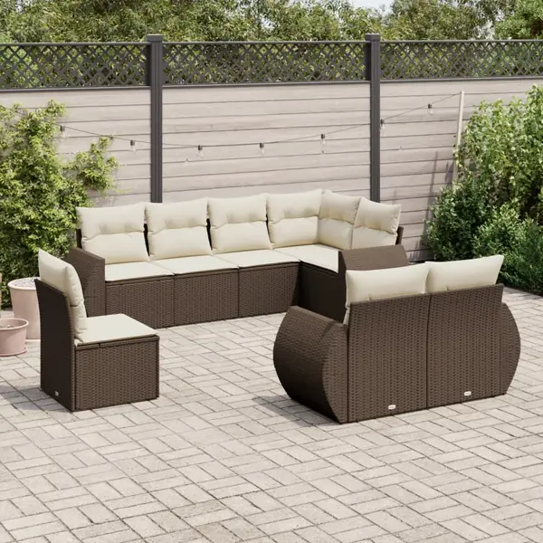 Gossi set canapele de gradina cu perne, 8 piese, maro, poliratan