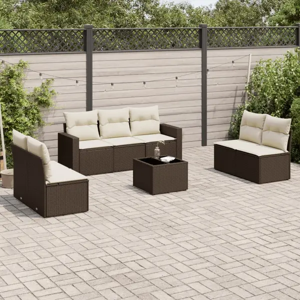 Gossi set canapele de gradina cu perne, 8 piese, maro, poliratan