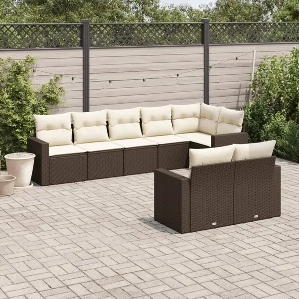 Gossi set canapele de gradina cu perne, 8 piese, maro, poliratan