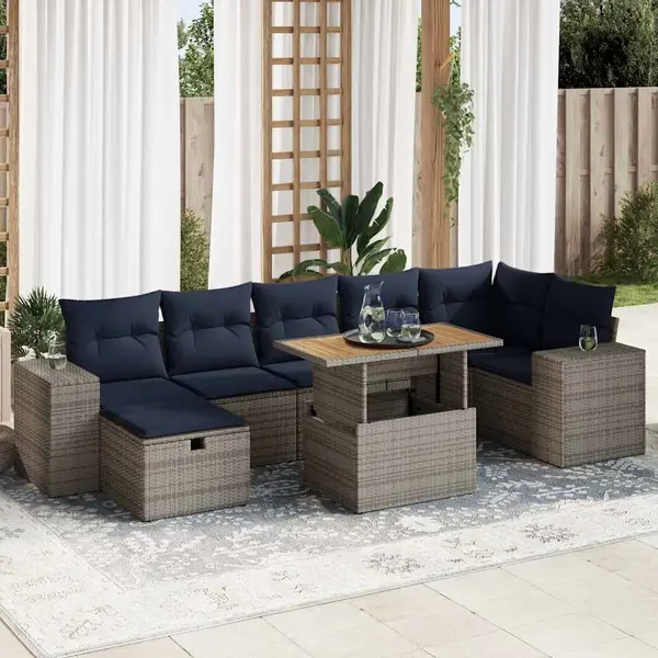 Gossi set canapele de gradina cu perne, 8 piese, maro, poliratan