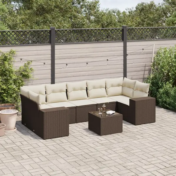 Gossi set canapele de gradina cu perne, 8 piese, maro, poliratan