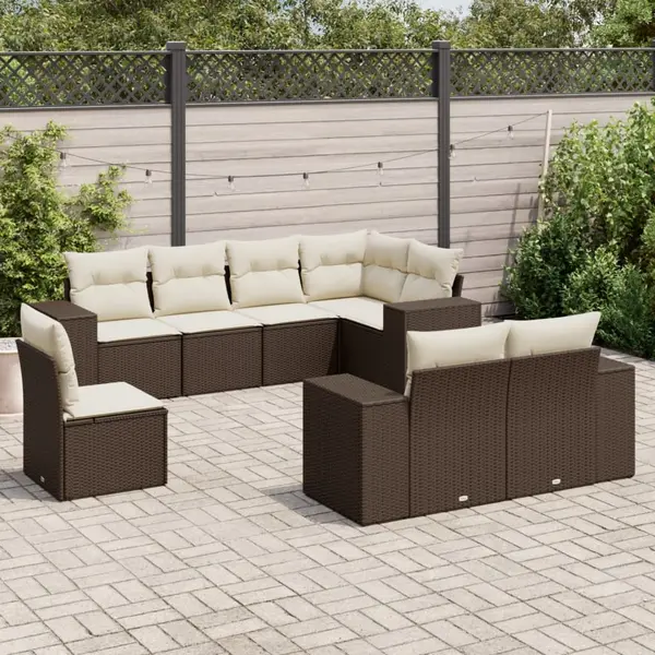 Gossi set canapele de gradina cu perne, 8 piese, maro, poliratan
