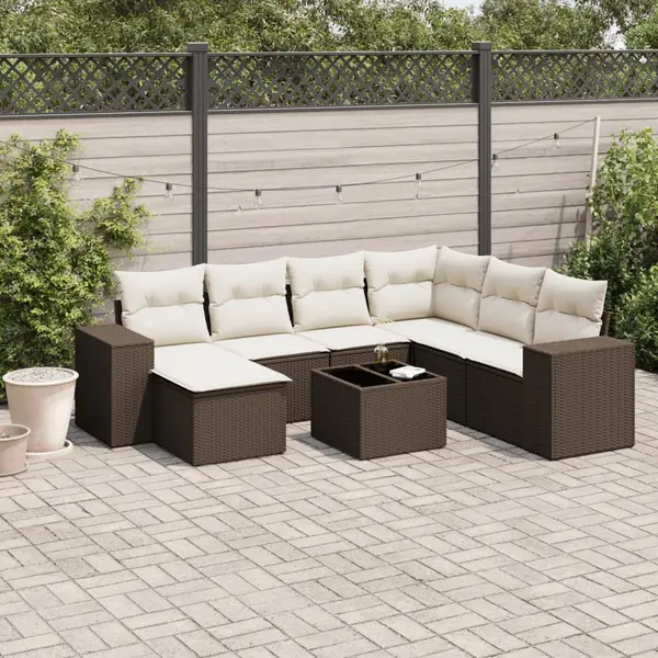 Gossi set canapele de gradina cu perne, 8 piese, maro, poliratan