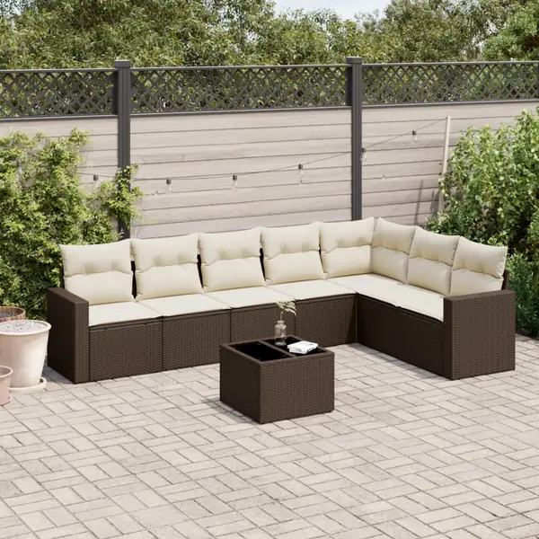 Gossi set canapele de gradina cu perne, 8 piese, maro, poliratan