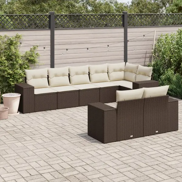 Gossi set canapele de gradina cu perne, 8 piese, maro, poliratan