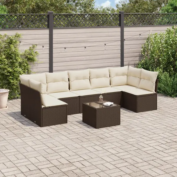 Gossi set canapele de gradina cu perne, 8 piese, maro, poliratan