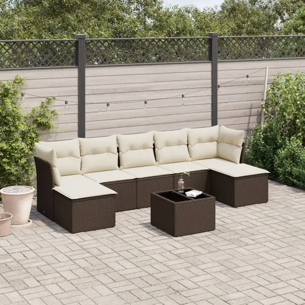 Gossi set canapele de gradina cu perne, 8 piese, maro, poliratan