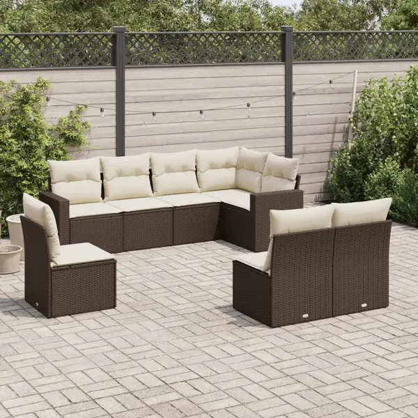 Gossi set canapele de gradina cu perne, 8 piese, maro, poliratan