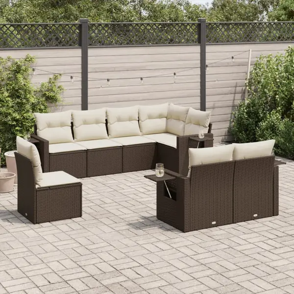Gossi set canapele de gradina cu perne, 8 piese, maro, poliratan